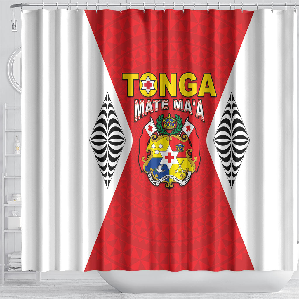 2026 Tonga Rugby XIII Shower Curtain Sporty Style LT05 - Polynesian Pride