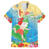 Christmas In Hawaii Family Matching Long Sleeve Bodycon Dress and Hawaiian Shirt Tis The Sea Sun LT05 Dad's Shirt - Short Sleeve Blue - Polynesian Pride