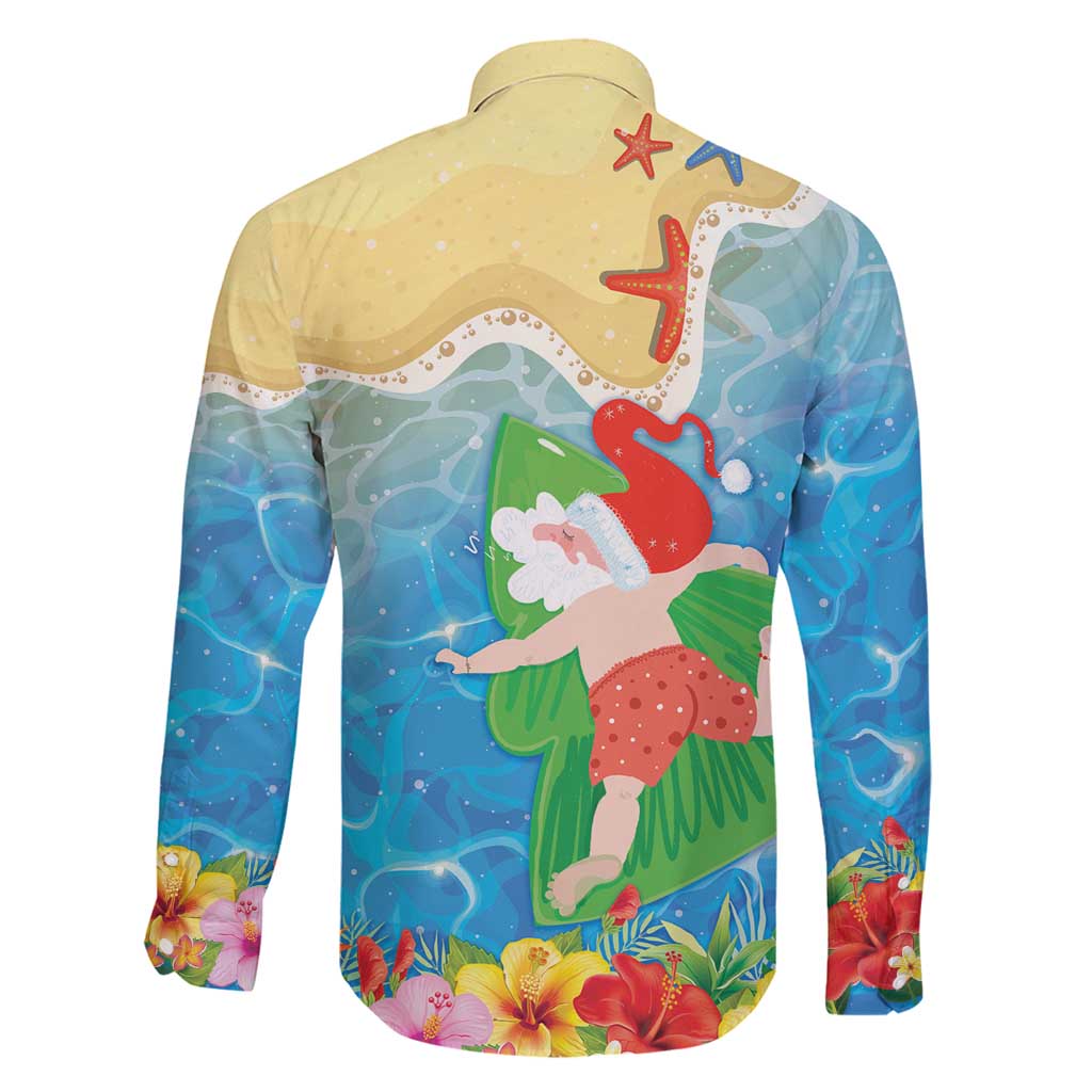 Christmas In Hawaii Family Matching Long Sleeve Bodycon Dress and Hawaiian Shirt Tis The Sea Sun LT05 - Polynesian Pride