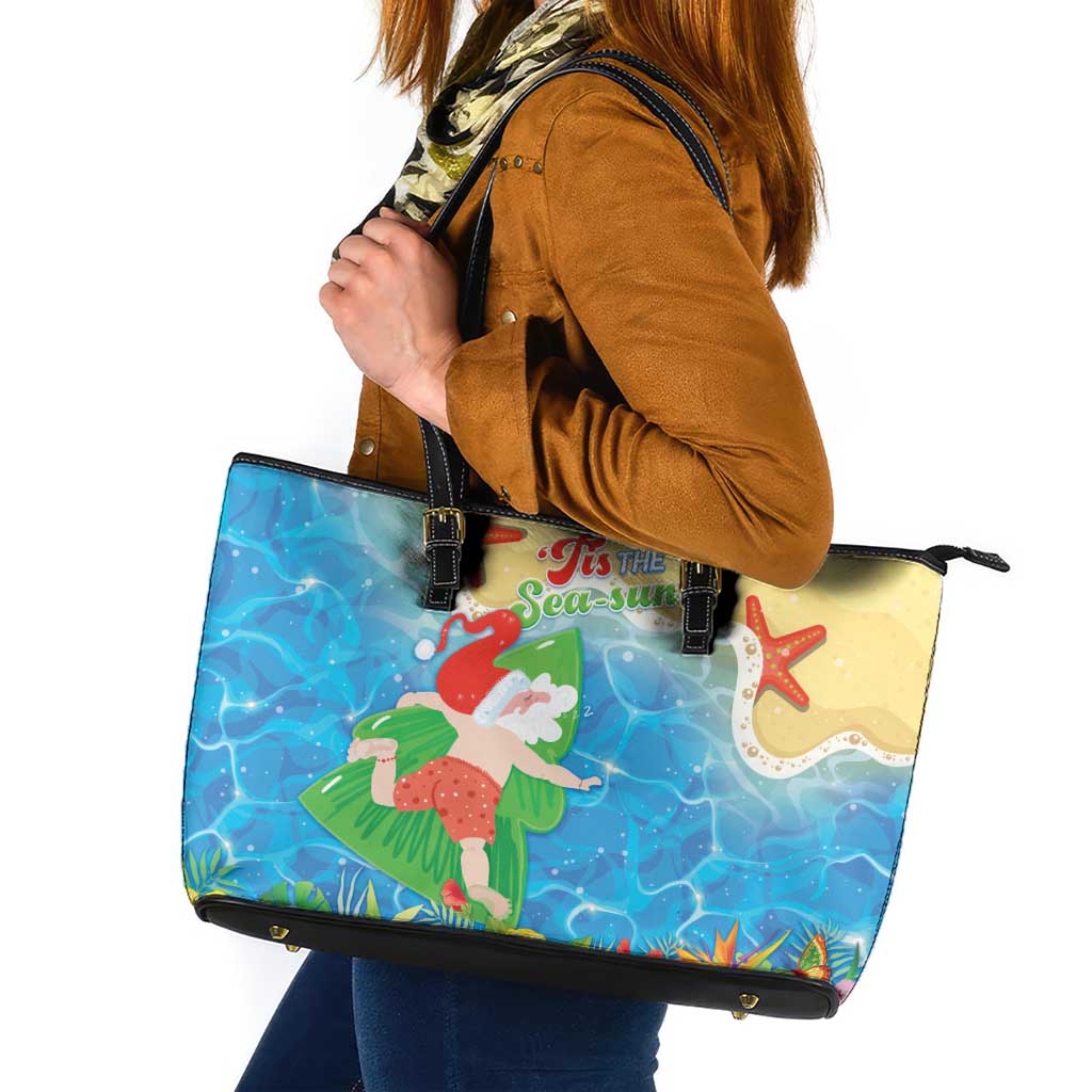 Christmas In Hawaii Leather Tote Bag Tis The Sea Sun