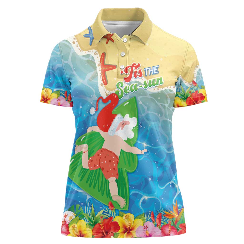 Christmas In Hawaii Women Polo Shirt Tis The Sea Sun