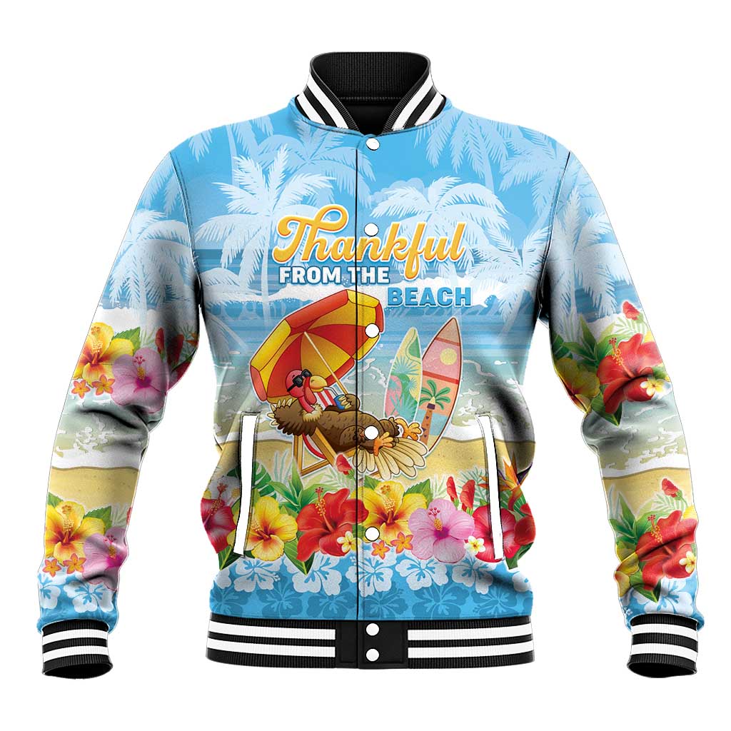 Personalised Hawaii Funny Thanksgiving Baseball Jacket Thankful From The Beach