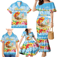 Personalised Hawaii Funny Thanksgiving Family Matching Mermaid Dress and Hawaiian Shirt Thankful From The Beach