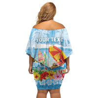 Personalised Hawaii Funny Thanksgiving Family Matching Off Shoulder Short Dress and Hawaiian Shirt Thankful From The Beach