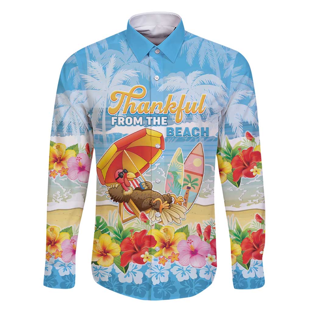 Personalised Hawaii Funny Thanksgiving Family Matching Short Sleeve Bodycon Dress and Hawaiian Shirt Thankful From The Beach