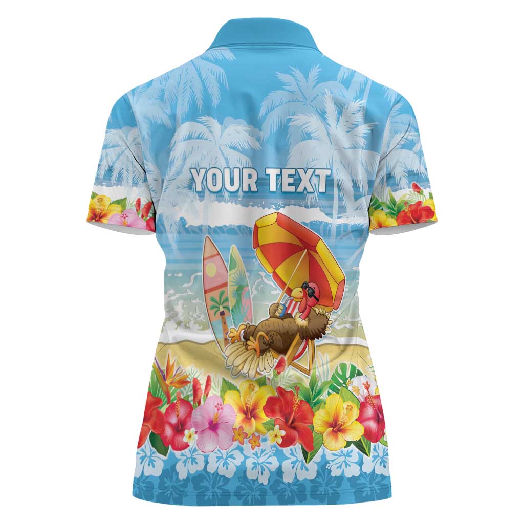 Personalised Hawaii Funny Thanksgiving Women Polo Shirt Thankful From The Beach
