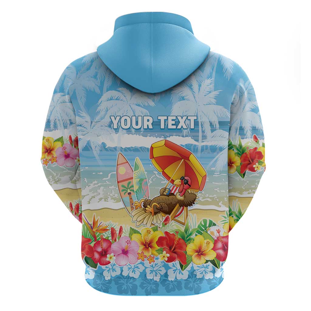Personalised Hawaii Funny Thanksgiving Zip Hoodie Thankful From The Beach