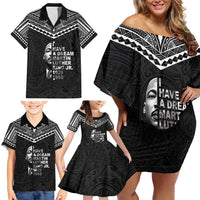 American Samoa MLK Day Family Matching Off Shoulder Short Dress and Hawaiian Shirt Polynesian Style