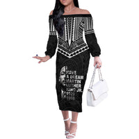 American Samoa MLK Day Off The Shoulder Long Sleeve Dress Polynesian Style