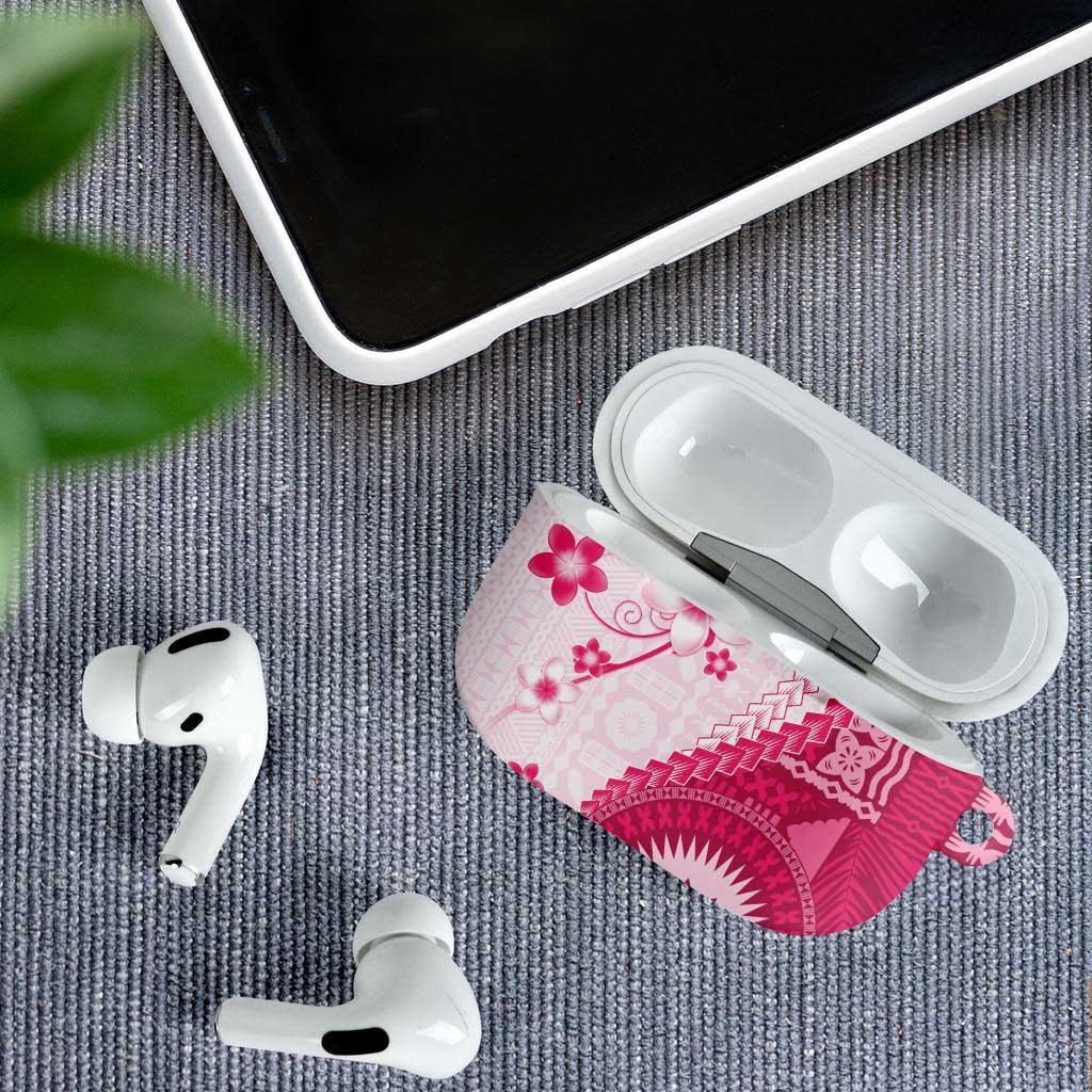 Bula Fiji AirPods Case Pink Plumeria Masi Tapa Pattern - Polynesian Pride