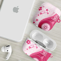 Bula Fiji AirPods Case Pink Plumeria Masi Tapa Pattern - Polynesian Pride