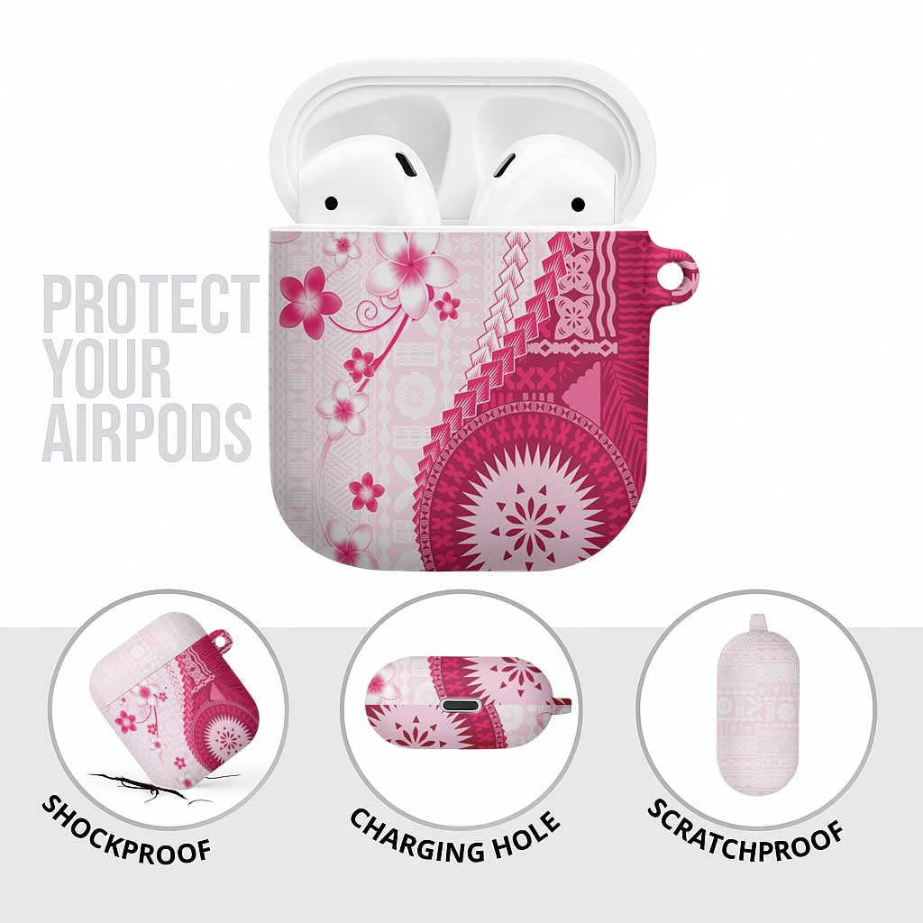 Bula Fiji AirPods Case Pink Plumeria Masi Tapa Pattern - Polynesian Pride