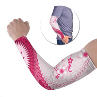 Bula Fiji Arm Sleeves Pink Plumeria Masi Tapa Pattern - Polynesian Pride