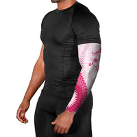 Bula Fiji Arm Sleeves Pink Plumeria Masi Tapa Pattern - Polynesian Pride