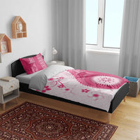 Bula Fiji Bedding Set Pink Plumeria Masi Tapa Pattern - Polynesian Pride
