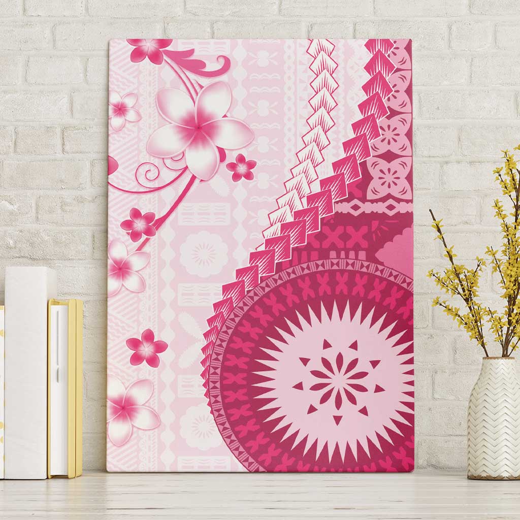 Bula Fiji Canvas Wall Art Pink Plumeria Masi Tapa Pattern - Polynesian Pride