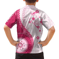 Bula Fiji Family Matching Summer Maxi Dress and Hawaiian Shirt Pink Plumeria Masi Tapa Pattern LT05 - Polynesian Pride