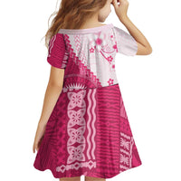 Bula Fiji Family Matching Tank Maxi Dress and Hawaiian Shirt Pink Plumeria Masi Tapa Pattern LT05 - Polynesian Pride