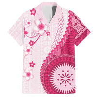Bula Fiji Hawaiian Shirt Pink Plumeria Masi Tapa Pattern - Polynesian Pride