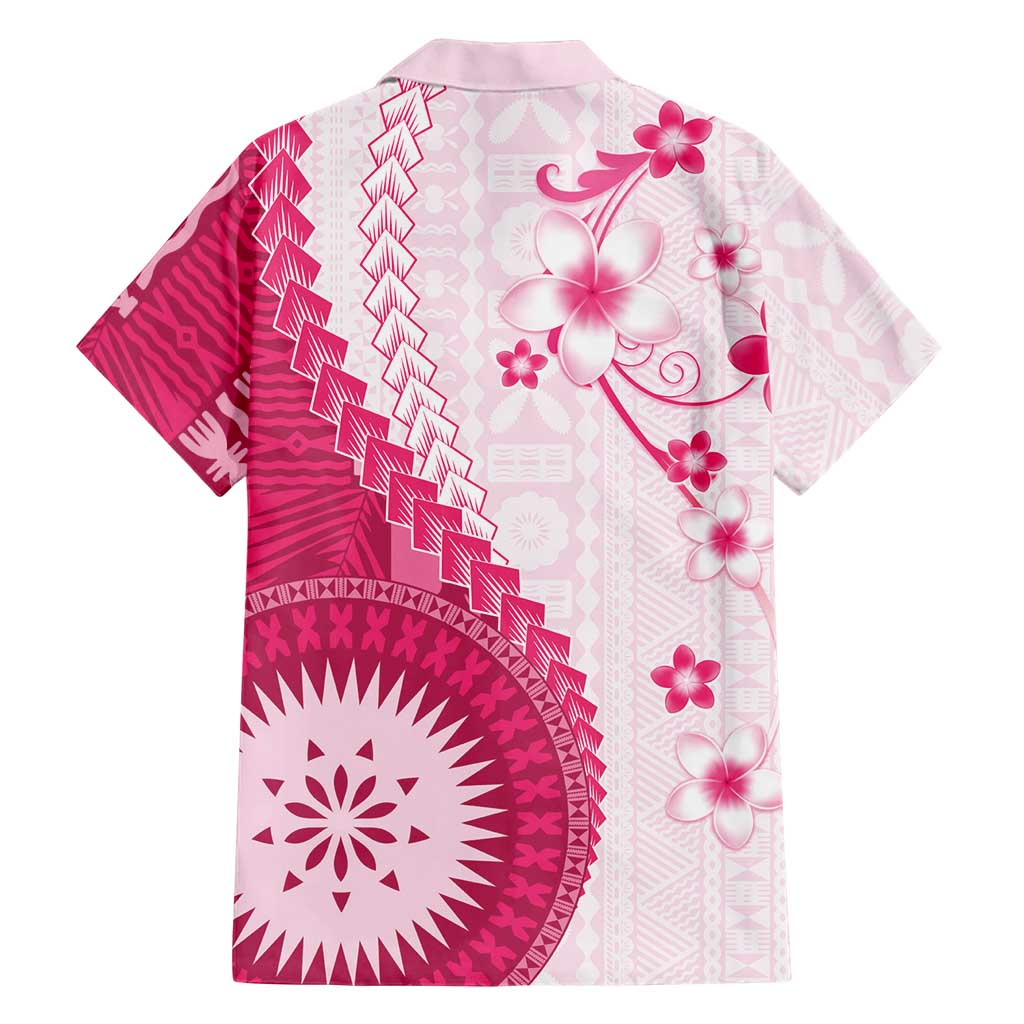 Bula Fiji Hawaiian Shirt Pink Plumeria Masi Tapa Pattern - Polynesian Pride