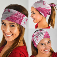 Bula Fiji Neck Gaiter Pink Plumeria Masi Tapa Pattern - Polynesian Pride