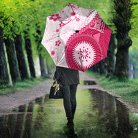 Bula Fiji Umbrella Pink Plumeria Masi Tapa Pattern - Polynesian Pride