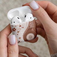 Bula Fiji AirPods Case Brown Plumeria Masi Tapa Pattern - Polynesian Pride