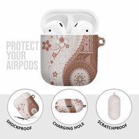 Bula Fiji AirPods Case Brown Plumeria Masi Tapa Pattern - Polynesian Pride