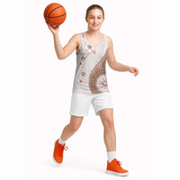 Bula Fiji Basketball Jersey Brown Plumeria Masi Tapa Pattern - Polynesian Pride