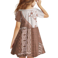 Bula Fiji Family Matching Off Shoulder Maxi Dress and Hawaiian Shirt Brown Plumeria Masi Tapa Pattern LT05 - Polynesian Pride
