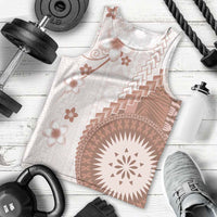 Bula Fiji Men Tank Top Brown Plumeria Masi Tapa Pattern - Polynesian Pride