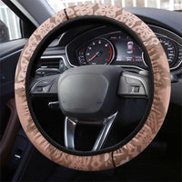 Bula Fiji Steering Wheel Cover Brown Plumeria Masi Tapa Pattern - Polynesian Pride