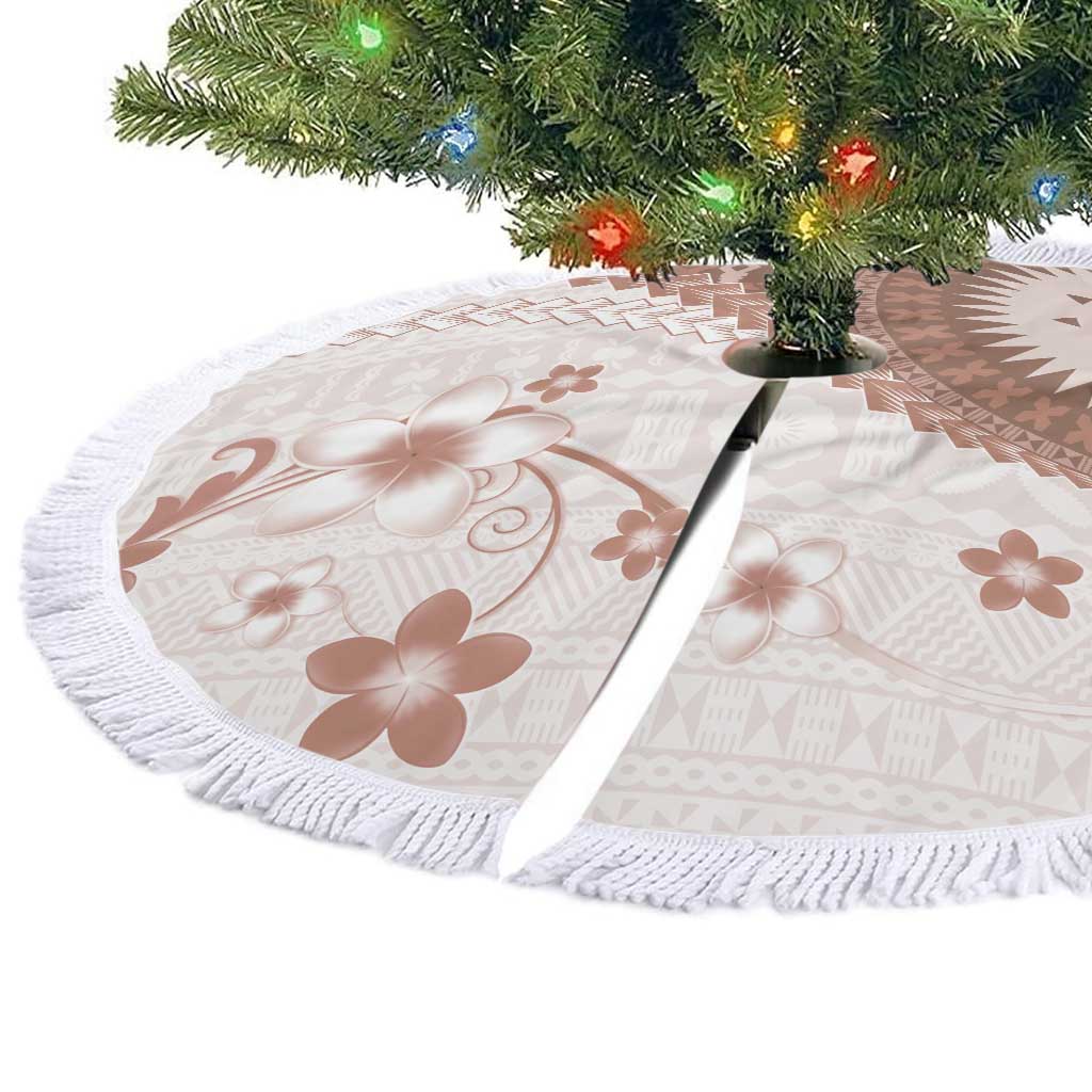 Bula Fiji Tree Skirt Brown Plumeria Masi Tapa Pattern - Polynesian Pride