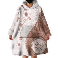Bula Fiji Wearable Blanket Hoodie Brown Plumeria Masi Tapa Pattern - Polynesian Pride