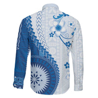 Bula Fiji Family Matching Summer Maxi Dress and Hawaiian Shirt Blue Plumeria Masi Tapa Pattern LT05 - Polynesian Pride