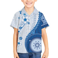 Bula Fiji Hawaiian Shirt Blue Plumeria Masi Tapa Pattern - Polynesian Pride