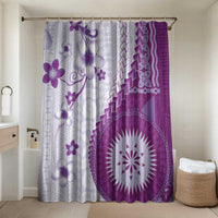 Bula Fiji Bathroom Set Violet Plumeria Masi Tapa Pattern - Polynesian Pride