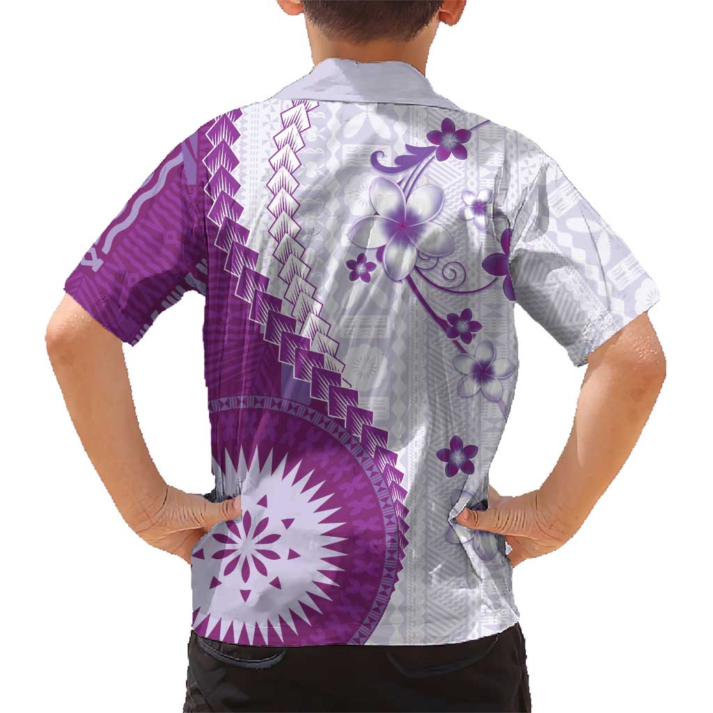 Bula Fiji Hawaiian Shirt Violet Plumeria Masi Tapa Pattern - Polynesian Pride