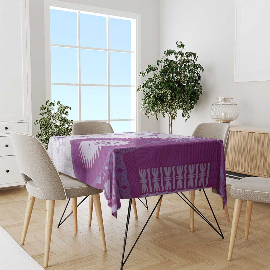 Bula Fiji Tablecloth Violet Plumeria Masi Tapa Pattern - Polynesian Pride