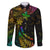 Personalised New Zealand Wellington Pride Family Matching Puletasi and Hawaiian Shirt Rainbow Silver Fern Paua Shell LT05 Dad's Shirt - Long Sleeve Black - Polynesian Pride