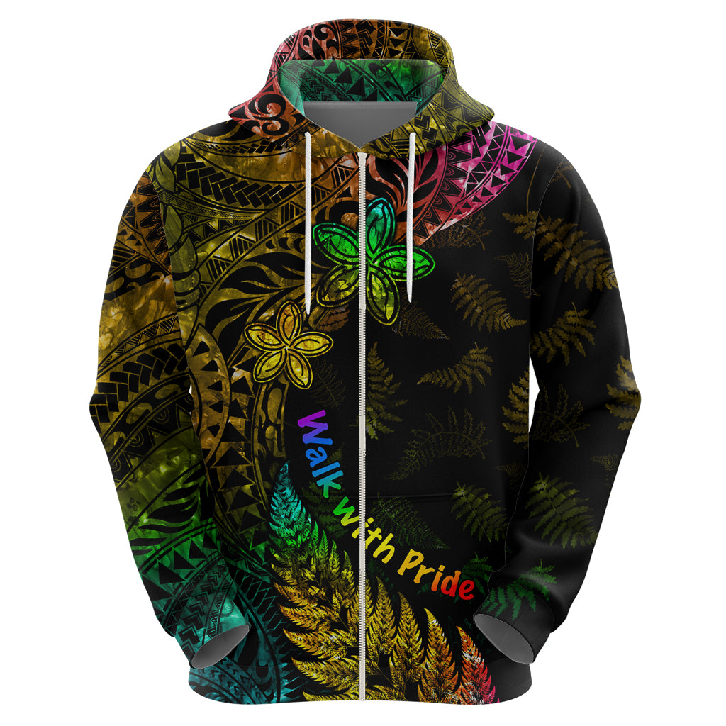 Personalised New Zealand Wellington Pride Hoodie Rainbow Silver Fern Paua Shell LT05 - Polynesian Pride