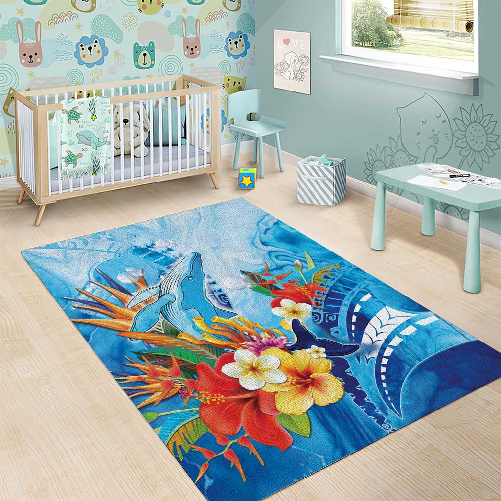 Polynesia Humpback Whale Area Rug Ocean Style