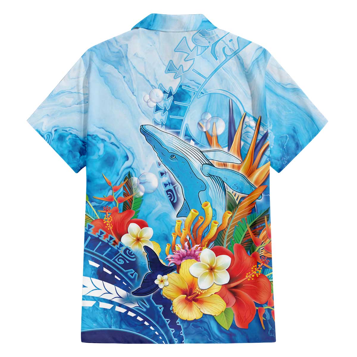 Polynesia Humpback Whale Family Matching Off The Shoulder Long Sleeve Dress and Hawaiian Shirt Ocean Style LT05 - Polynesian Pride
