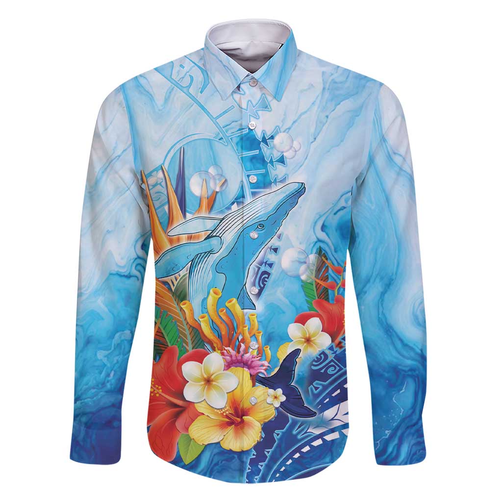 Polynesia Humpback Whale Family Matching Short Sleeve Bodycon Dress and Hawaiian Shirt Ocean Style
