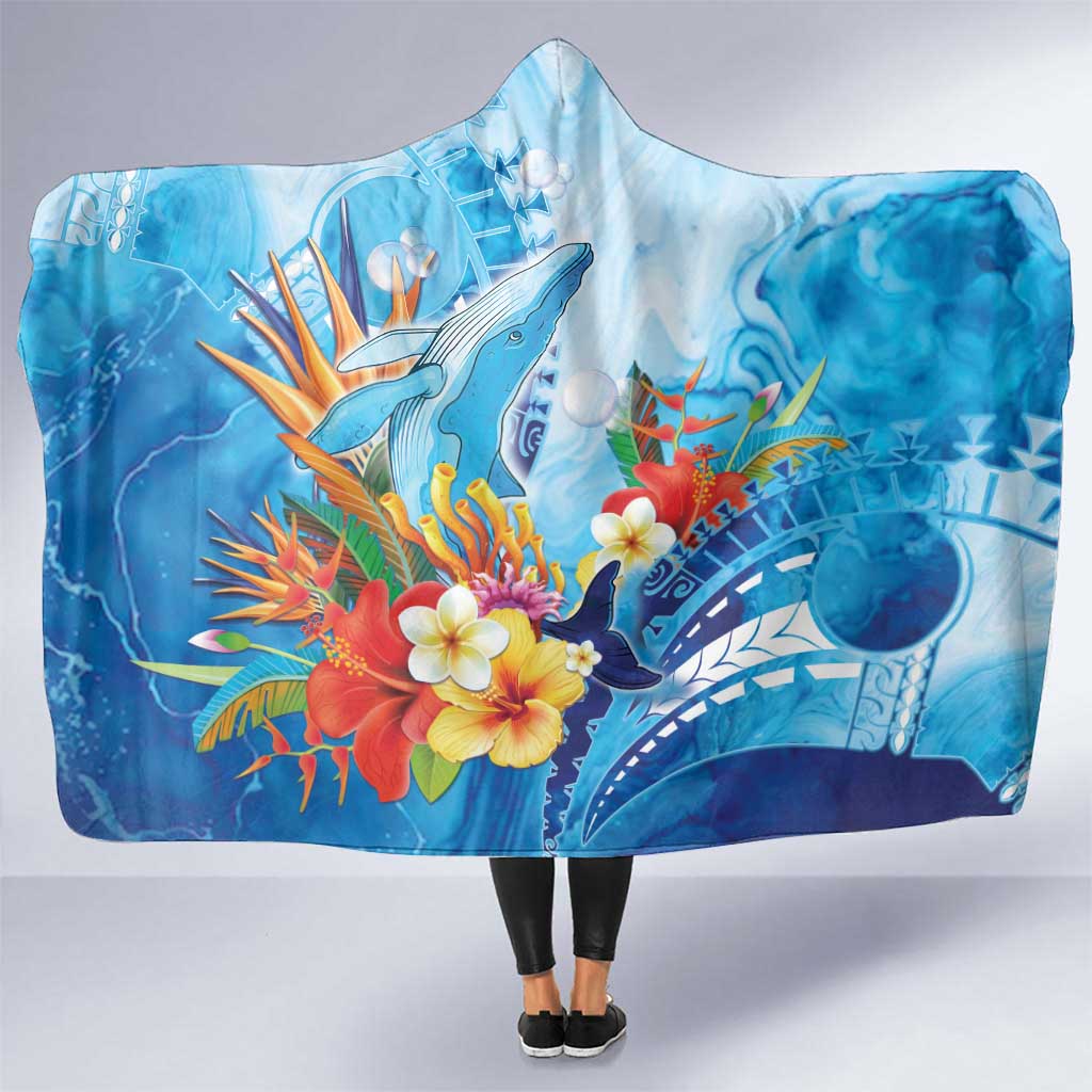 Polynesia Humpback Whale Hooded Blanket Ocean Style