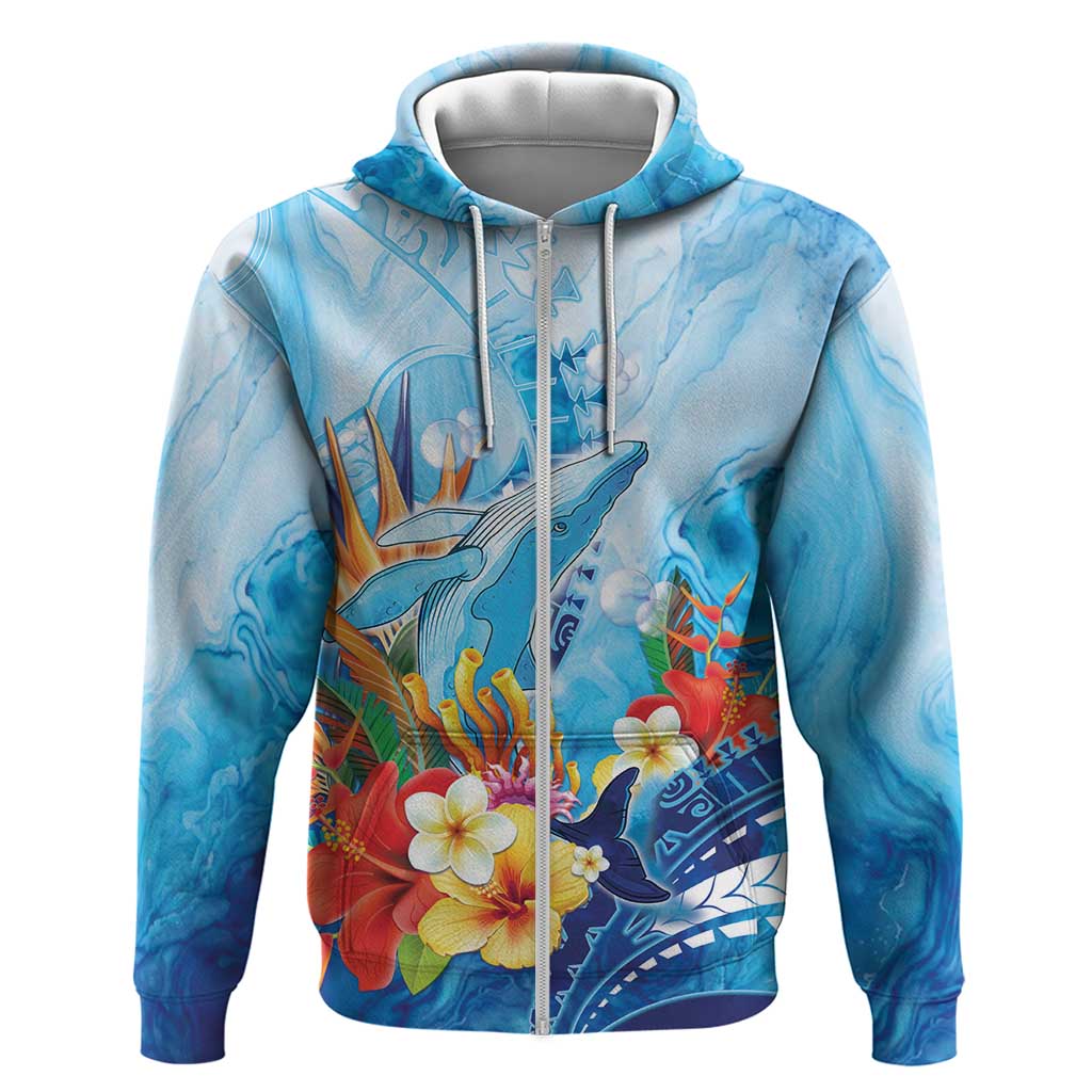 Polynesia Humpback Whale Zip Hoodie Ocean Style