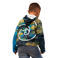 New Zealand Tui Bird Kid Hoodie Maori Koru With Kowhai Flowers LT05 - Polynesian Pride