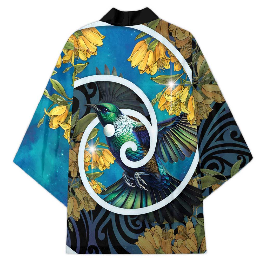 New Zealand Tui Bird Kimono Maori Koru With Kowhai Flowers