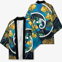 New Zealand Tui Bird Kimono Maori Koru With Kowhai Flowers