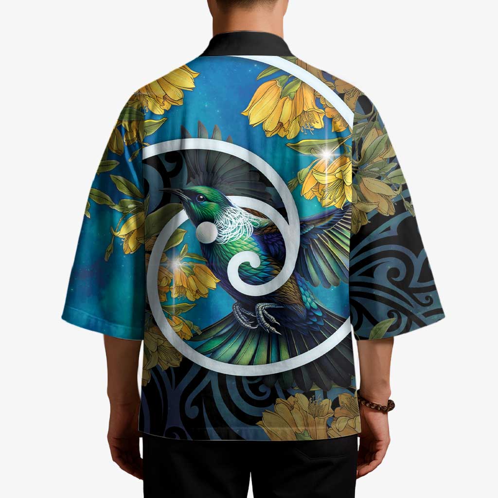 New Zealand Tui Bird Kimono Maori Koru With Kowhai Flowers